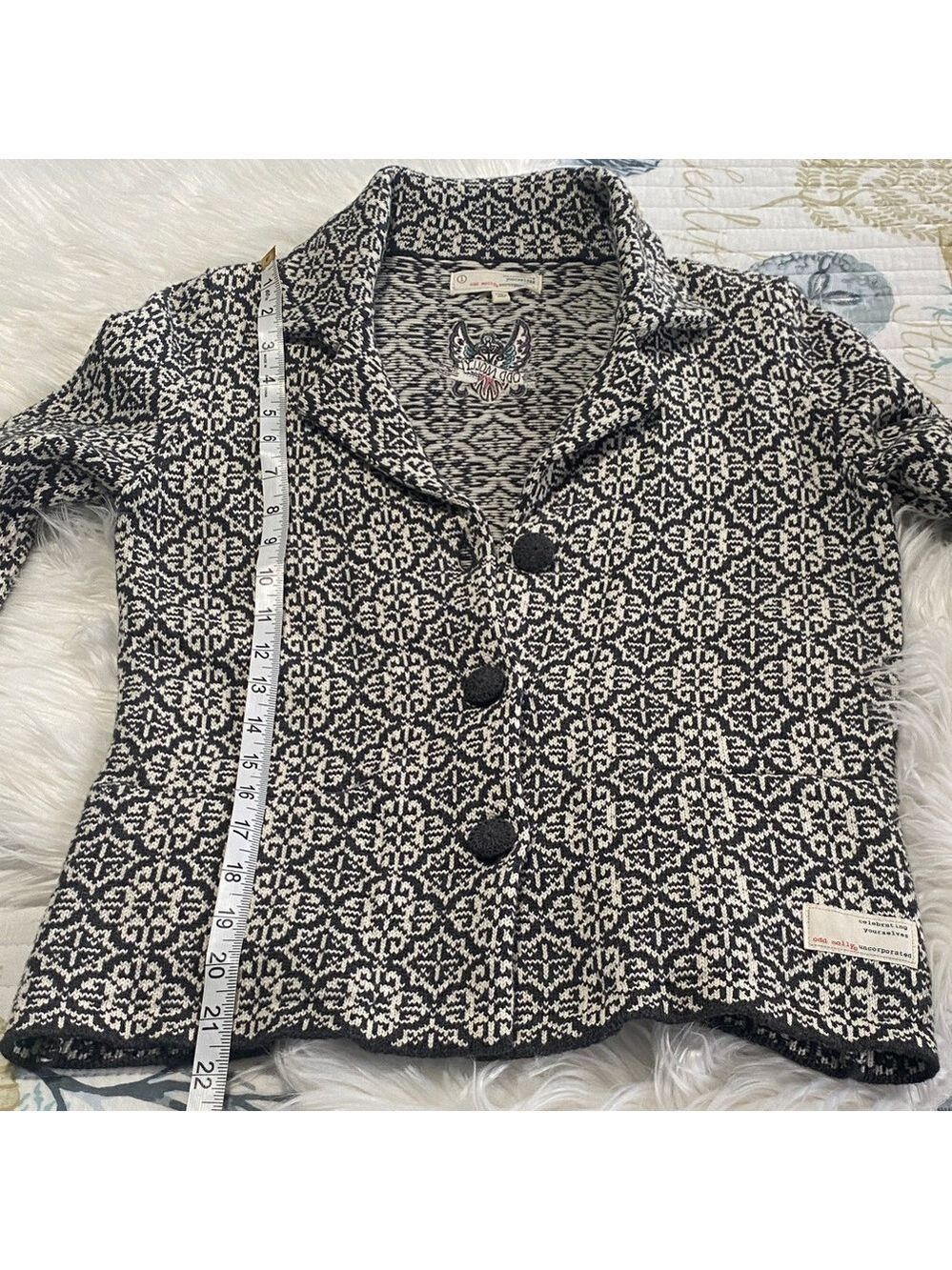 Odd Molly Black and White Patterned Blazer BNWoT - Picture 7 of 9